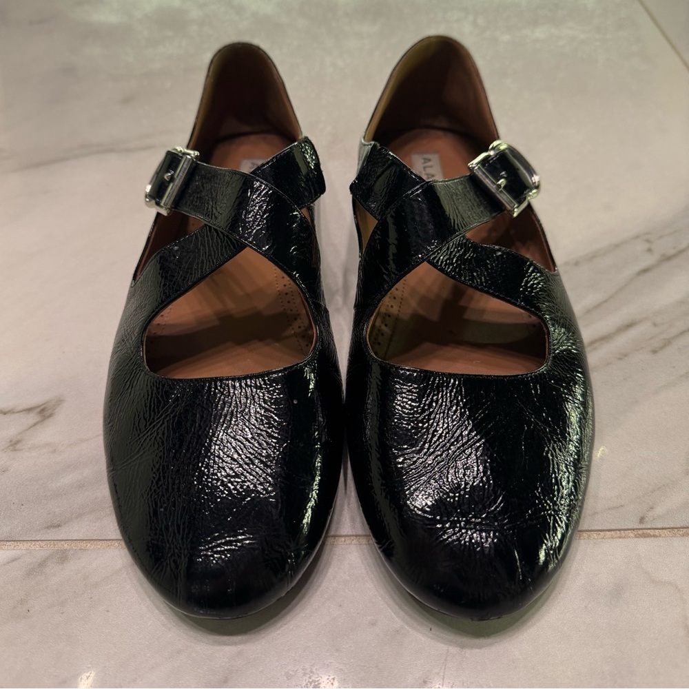 Alaia Black Patent Leather cross cross mary Jane flats 40.5